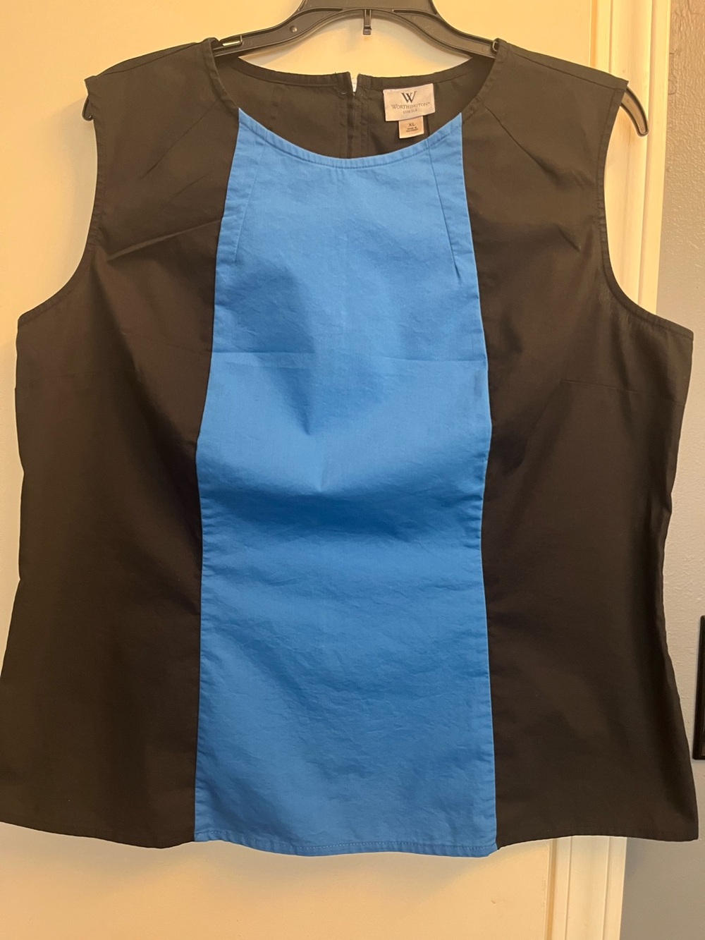 Worthington Black Tank Top with Bright Blue Center Panel
